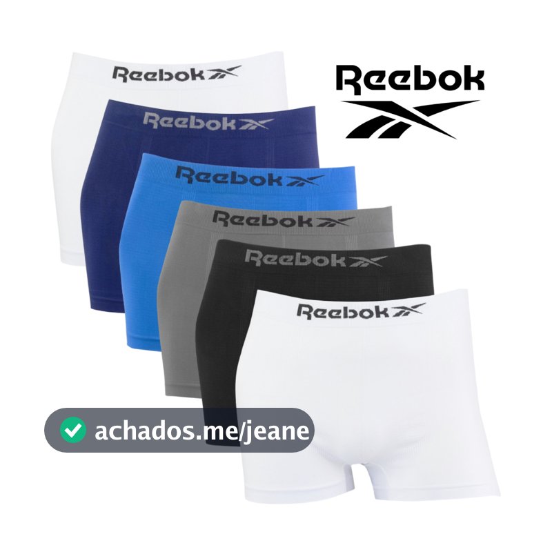 Kit 6 Cuecas Boxer Reebok Masculina Original Lisa Microfibra
