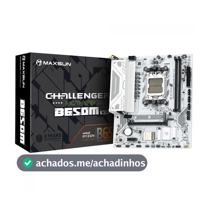 Placa Mãe Maxsun Challenger B650M WiFi Ice V2, Chipset B650, AMD AM5, mATX, DDR5