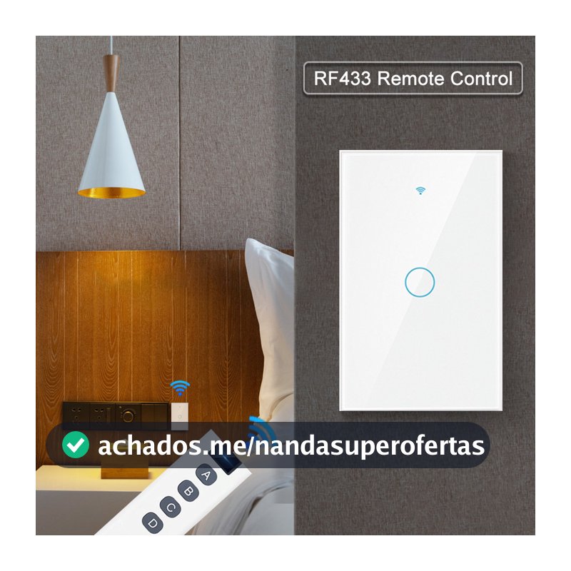 Interruptor Inteligente AXUS para Casa 2026, Interruptor de Parede Touch para Tuya RF433, Controle Sem Fio por App,