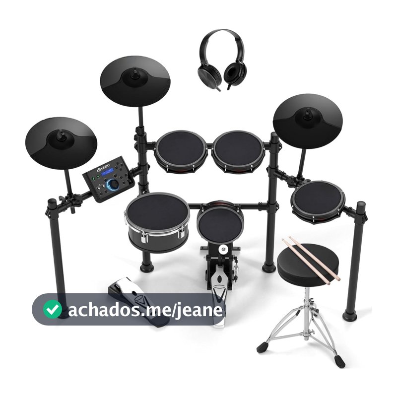 Baterias eletrônicas profissionais com pads de mesh Mude, caixa de 10" com zona dupla, 30 kits e mais de 600 sons BFD