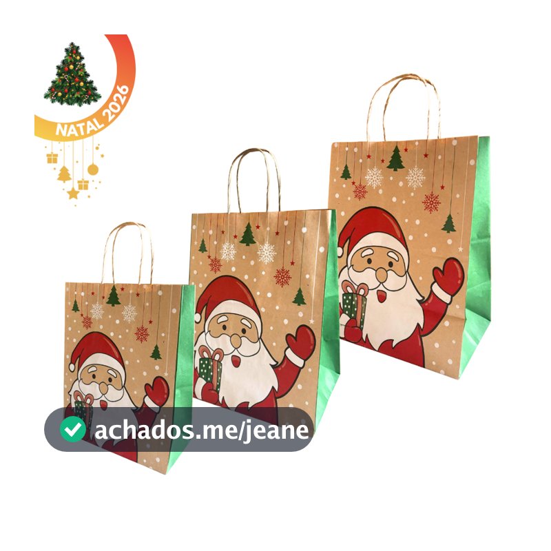 Kit 10 Sacola Santa Claus Presente De Natal Vários Tamanhos