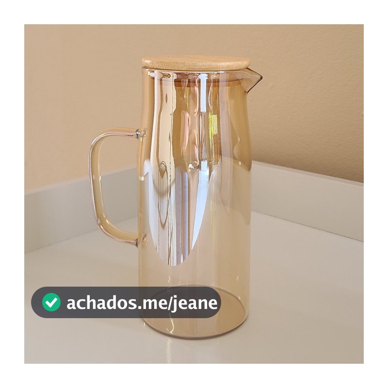 Jarra de Vidro 1 Litro Âmbar e Transparente com Tampa de Bambu Jarra de Vidro Borossilicato