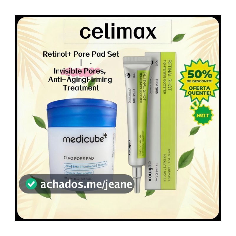 Celimax Retinal Shot 15ml + Medicube Zero Pore Pad 70 Almofadas | Kit Antienvelhecimento , Reafirmante E Redução De Ruga