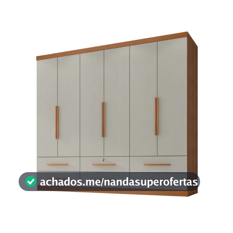 Guarda Roupas Casal 6 Portas 6 Gavetas Maximus Madeirado / Areia Zanzini