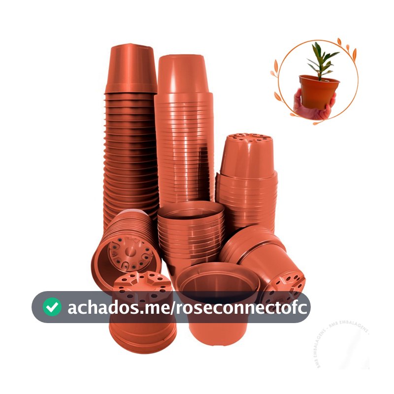 Kit 60 ou 100 Vasos Plástico Pote 11 Liso Marrom Terracota Plantas Flores Temperos Violeta Suculenta