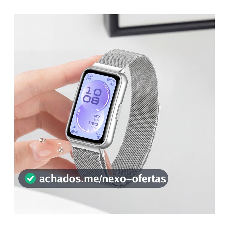 Pulseira Milanese Loop Para Smartwatch Huawei Band 11/11 Pro Magnético Aço Inoxidável Metal Substituição Cinto Banda Pul