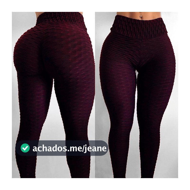 Calça Legging em Suplex Bolha e Liso com Cós Alto Empina Bumbum Fitness - Suplex Cintura Alta Bombey
