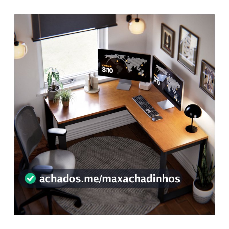 Escrivaninha De Escritório Home Office Berlim Em L Mesa Estilo Industrial Para Computador Notebook E PC MDF Resistente