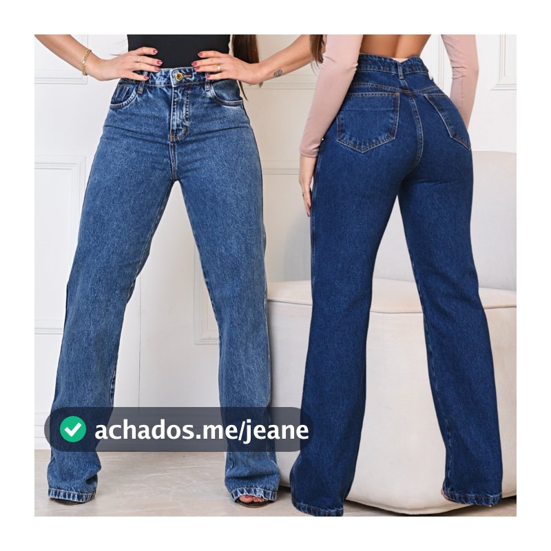 Kit Calça Jeans Wide Leg Feminina Cintura Alta Pantalona Larguinha Estilo Blogueira Boyfriend Destroyer Premium