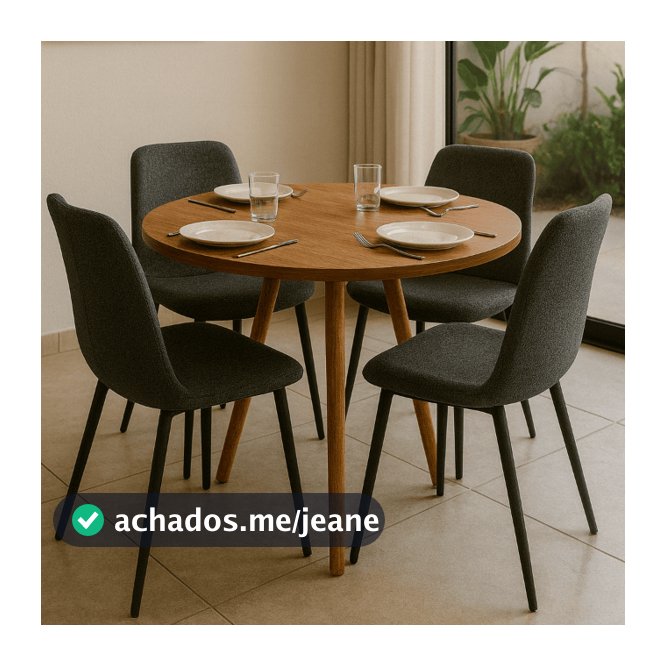 Mesa de jantar 4 lugares de cozinha ou sala redonda de 70cm ou 80cm - Branca / Mel