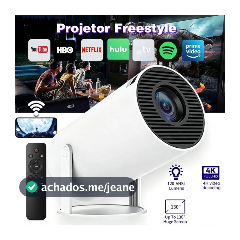 Projetor HY300 Original Portátil Smart Android 11 4K Ultra HD HDMI Wifi Bluetooth Alto Falante Embutido