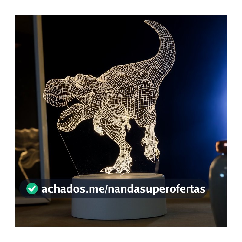 Luminária LED 3D de Mesa / Luz Noturna /  Presente Criativo - T-rex 3D, tiranossauro rex, dinossauro