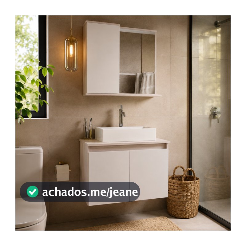 Gabinete Banheiro Com Cuba Torino Espelho Imperio 51cm Suspenso Armario Moderno 2 Portas Nichos Reforcado