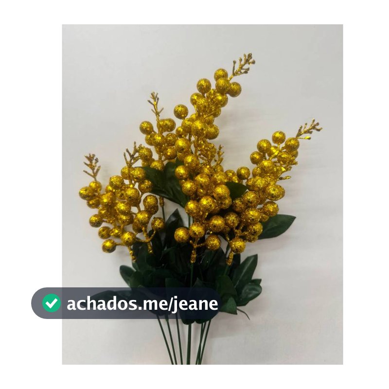 10 Azevinho Artificial de Natal,Holly Berry DOURADO Natalino