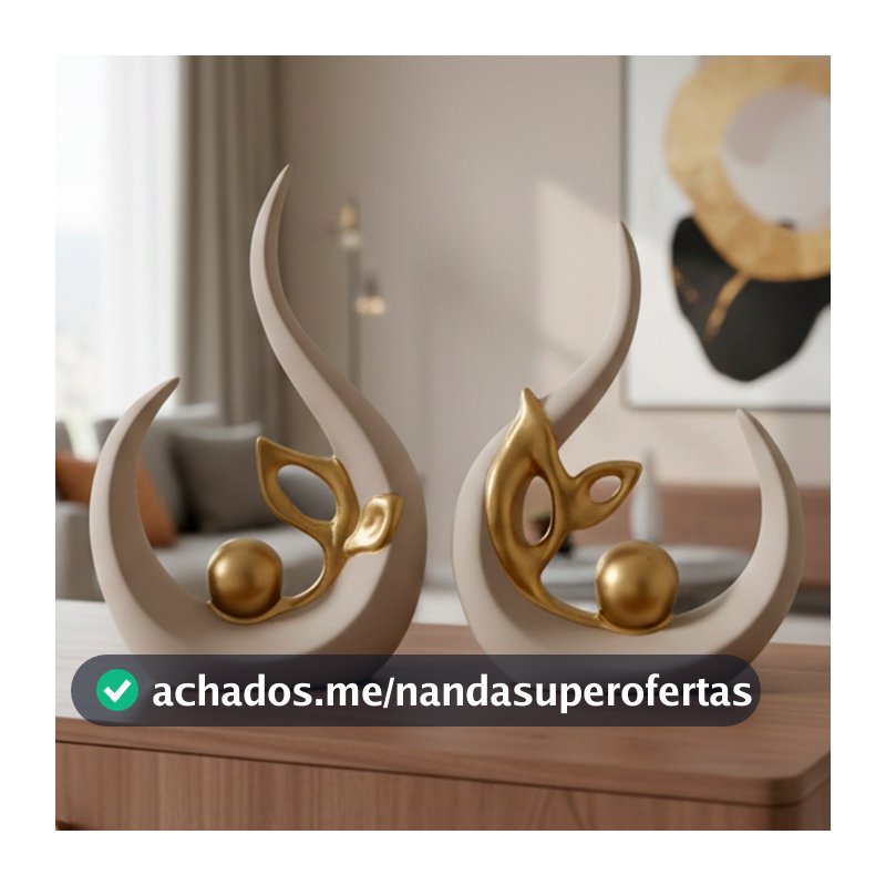 Par de Vasos Decorativos Moderno Minimalista Cerâmica Enfeite Luxo Sala Quarto Hall Aparador Dourado