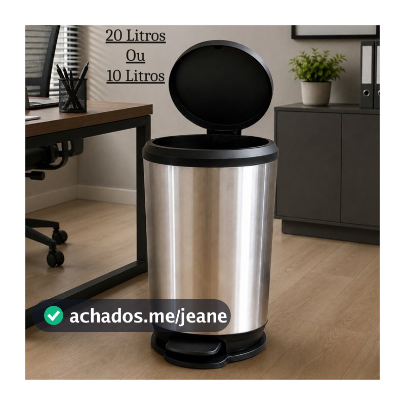 Lixeira Premium Visual Inox 10L 20L com Pedal Prática Resistente para Banheiro Cozinha Quarto Escritório