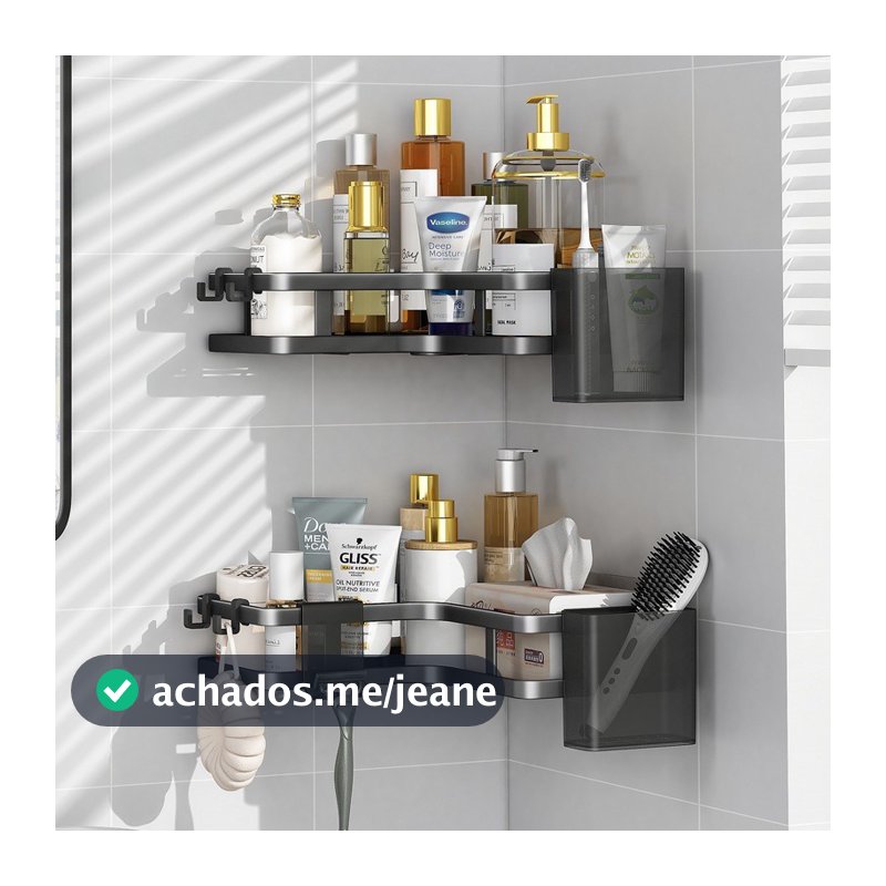 Suporte de Shampoo Banheiro Sem Furo Alumínio Premium Prateleira Adesiva Impermeável