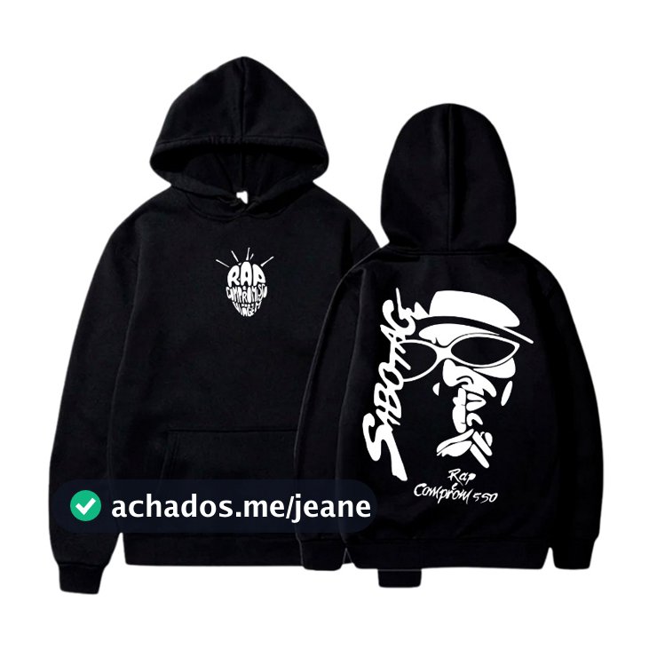 Casaco Moletom  Canguru Com Bolso E Capuz   Flanelado Unissex Sabotagem Rap É Compromisso Racionais