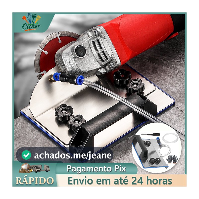 Kit Chanfrador de Azulejo 45 Graus, Suporte para Esmerilhadeira Angular com Acessórios, Corte Chanfrado Cerâmica Pedra