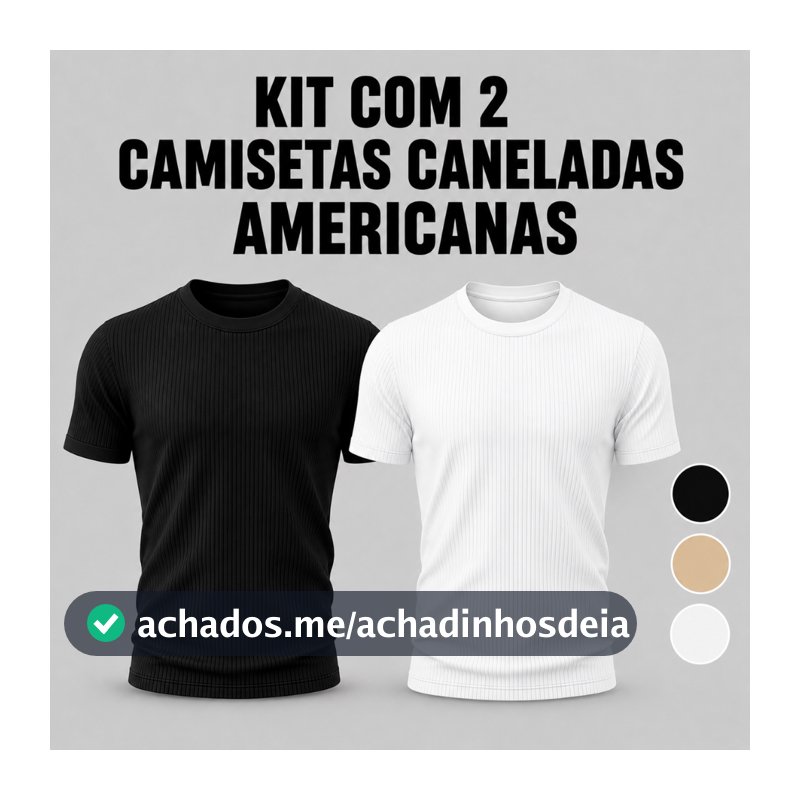 Kit 2 Camisetas Masculinas Caneladas Slim Fit Estilo Americana Ribana Justa ao Corpo