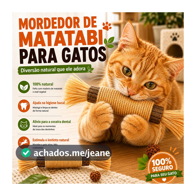 Brinquedo de Palito Natural para Gatos Atóxico Resistente Mastigável para Limpeza de Dentes e Alívio do Estresse