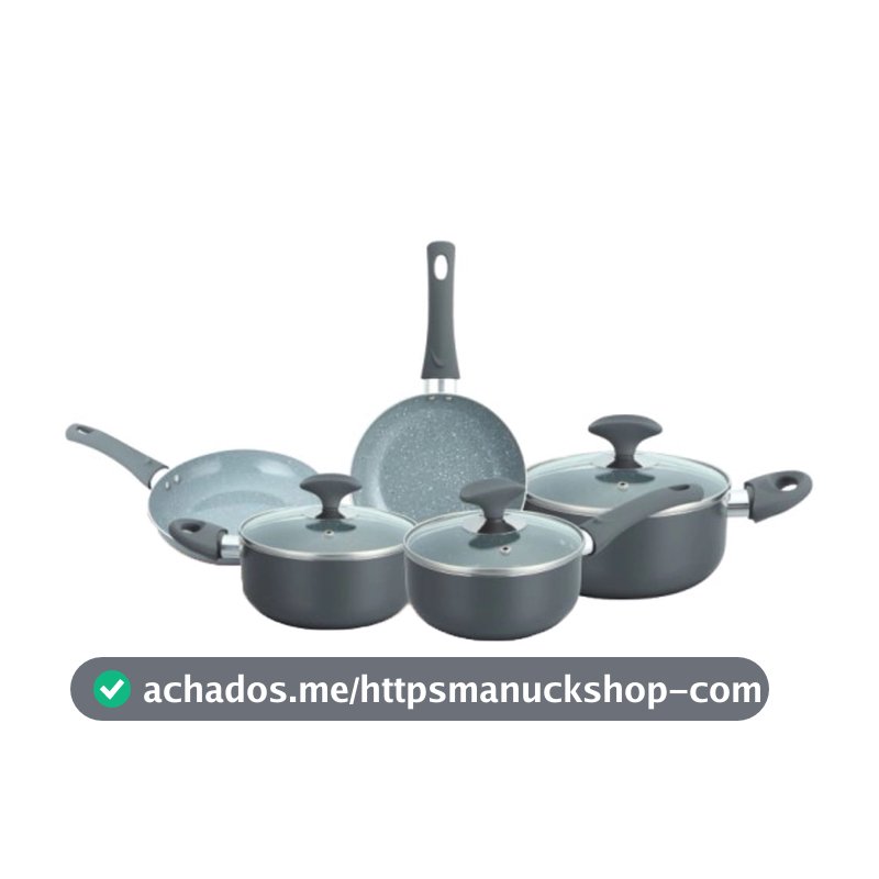 Conjunto de Panelas Cerâmica Cazza Chef Cinza 5 Peças