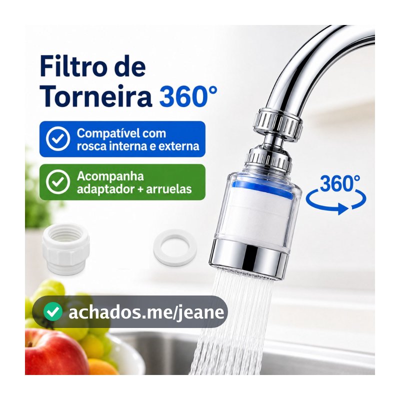 360° Rotating Faucet Filter for Kitchen Sink,filtro de torneira/Anti Splash Water Saver with Free conversão de rosca