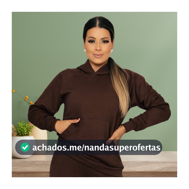 BLUSA DE MOLETOM FEMININA FLANELADA COM TOUCA E BOLSO CANGURU