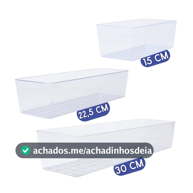 Escolha seu Kit Organizador Acrílico Transparente Modular Gaveta Geladeira Resistente