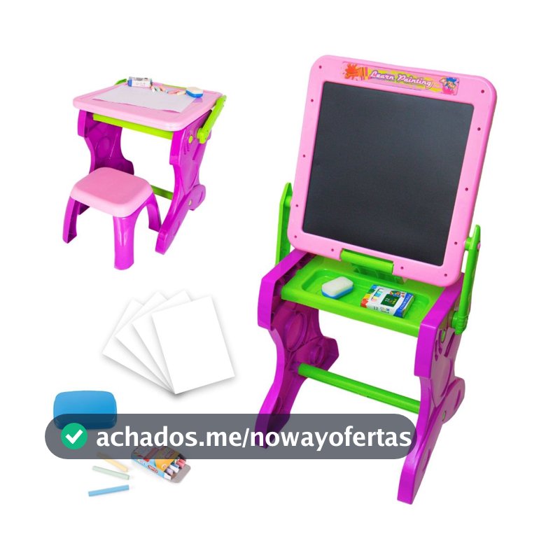 Mesinha Lousa de Desenho Infantil 2 em 1 Lousa Com Banquinho