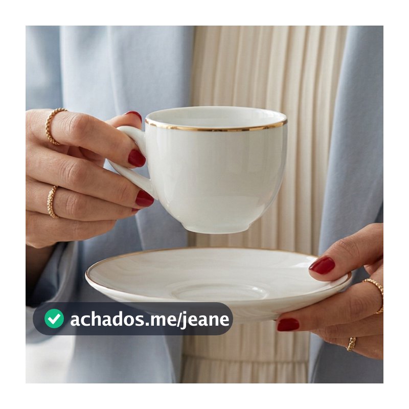Jogo de 2/4/6 Xicara e pires para Chá cafe Legacy Gold em porcelana 220ml