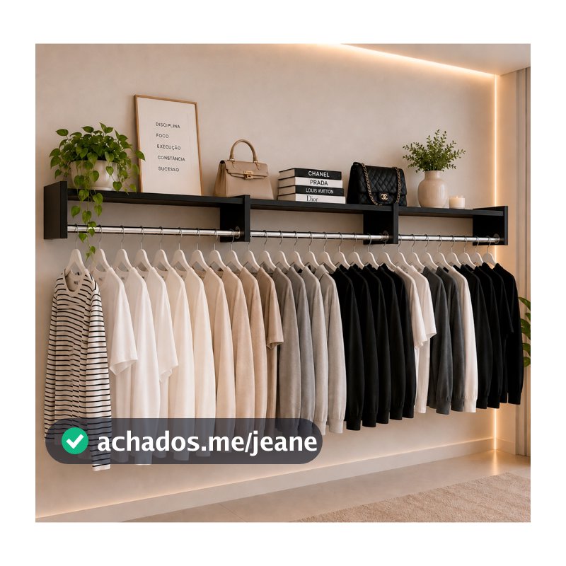Guarda Roupas 3 Cabideiro de Parede Arara de Roupas Quarto