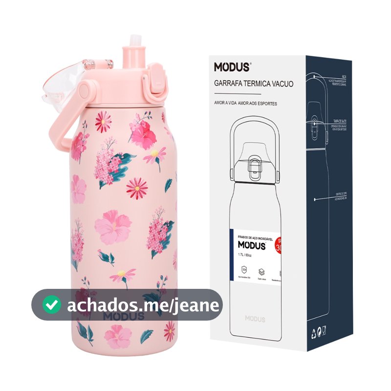 MODUS Garrafa Térmica De Viagem Inox 1700ml Com Isolamento A Vácuo Estampa Exclusiva