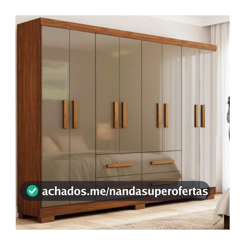 Guarda Roupas Casal Grande 8 Portas 4 Gav. Com Pés Moderno Marrom