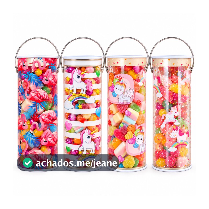Kit 6 12 18 24  Latinhas Lembrancinha de Festa Unicórnio com Alça Porta Doces Brindes Aniversário Infantil