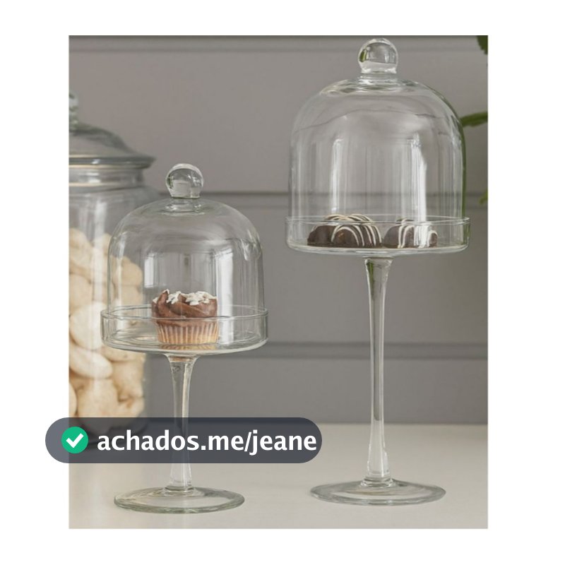 Prato de Bolo Com Pé e Cúpula de Vidro
