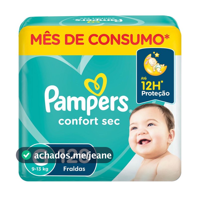 Fralda Pampers Confort Sec Jumbo Plus G com 128un