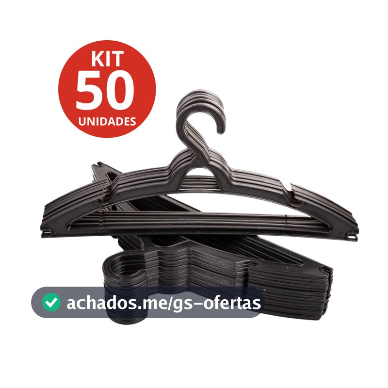 Kit 50 Cabides Preto Adulto Reforçado Premium