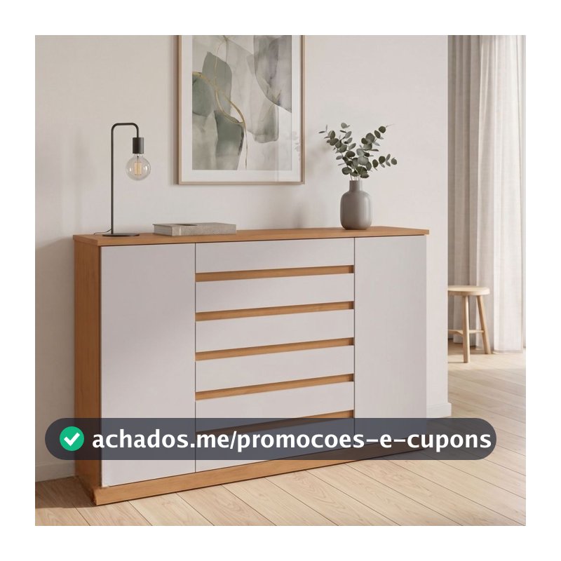 Comoda Vedra 7 Gavetas 2 Portas Amendoa Clean/Off White