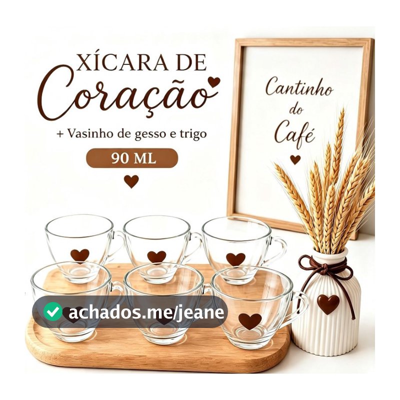Jogo de Xícaras de café cafezinho com vasinho de gesso + trigo  ideal para seu cantinho do café.