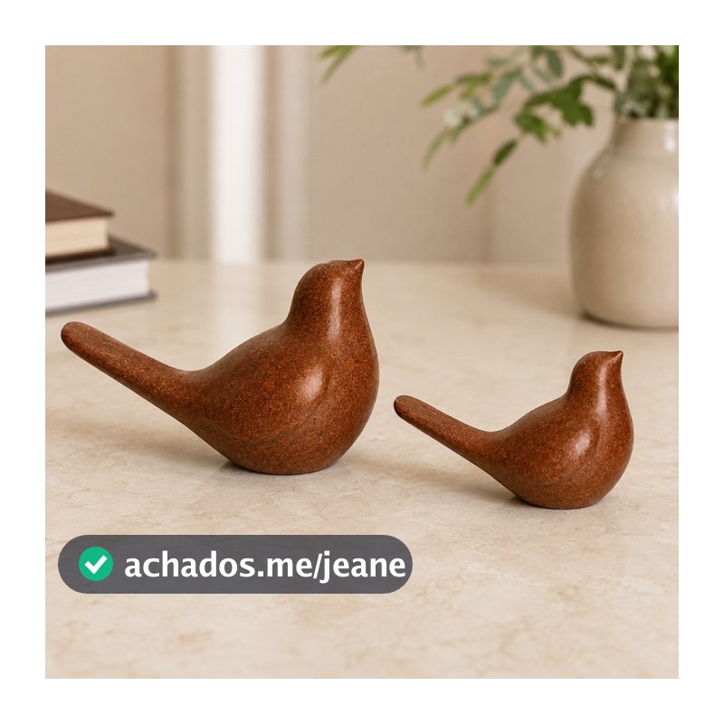 Par de Passarinhos Decorativos Mármore Reconstituído Pó de Mármore Escultura Luxo Mesa Sala Escritório Aparador Decoraçã