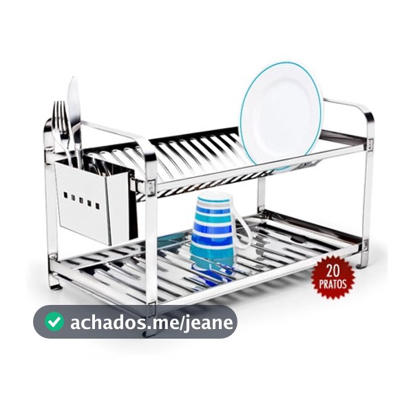 Escorredor Louças 20 Pratos Montado Inox Inox Porta Talher Inox - Mak Inox