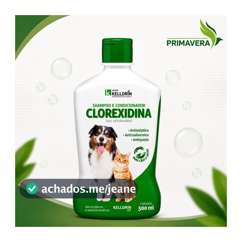 Shampoo e Condicionador Clorexidina kelldrin 500ml Dermatologico Para Cachorro