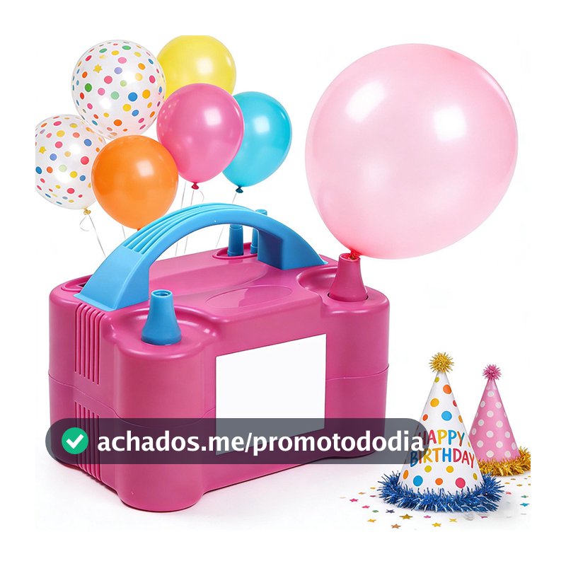 Inflador Elétrico De Balões Bexigas 110v 220v Bomba Encher Com 2 Bicos Para Festa Ornamentação
