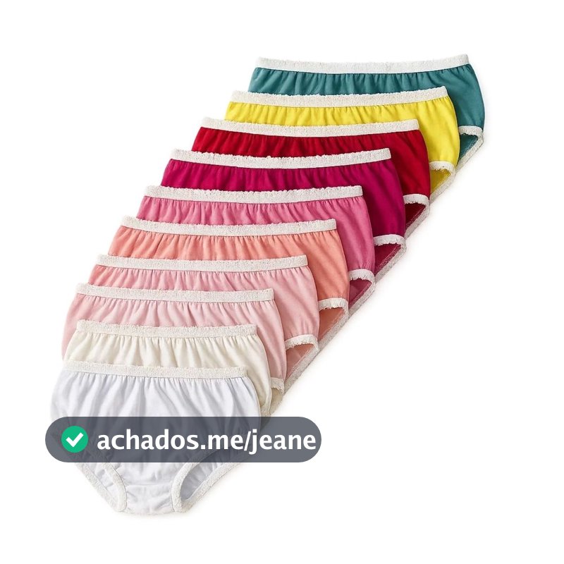 Kit até 10 Calcinhas Moda Infantil Menina Malha Macia Algodão Conforto 1 a 12 Anos Sortidas