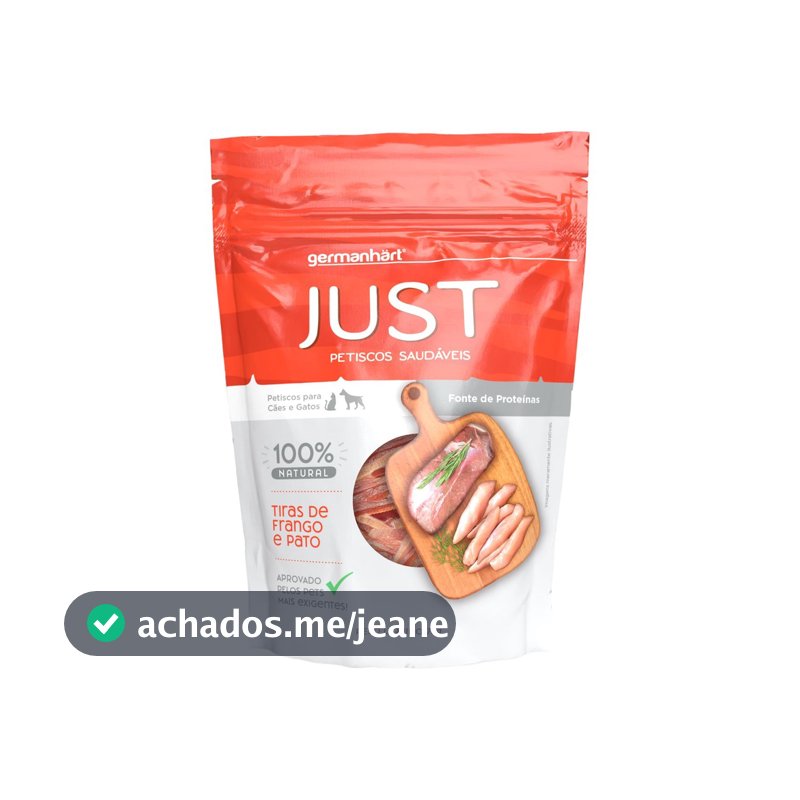 Petisco Natural Just Slice Mix Frango e Pato Cães Gatos 75g