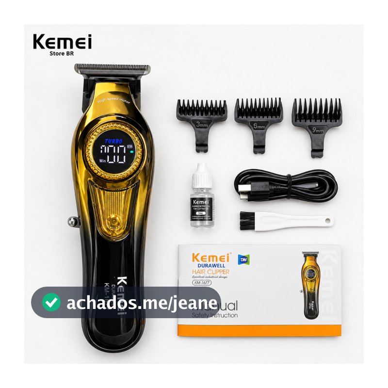 KEMEI 1677 Aparador De Barba Para Homens, Máquina De Cortar Cabelo Profissional, Máquina De Cortar