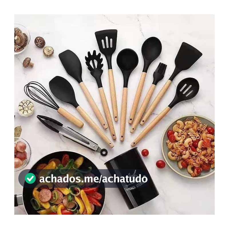 Jogo Completo de Utensílios de Cozinha de Silicone Itens Essenciais para sua Casa KITC/12