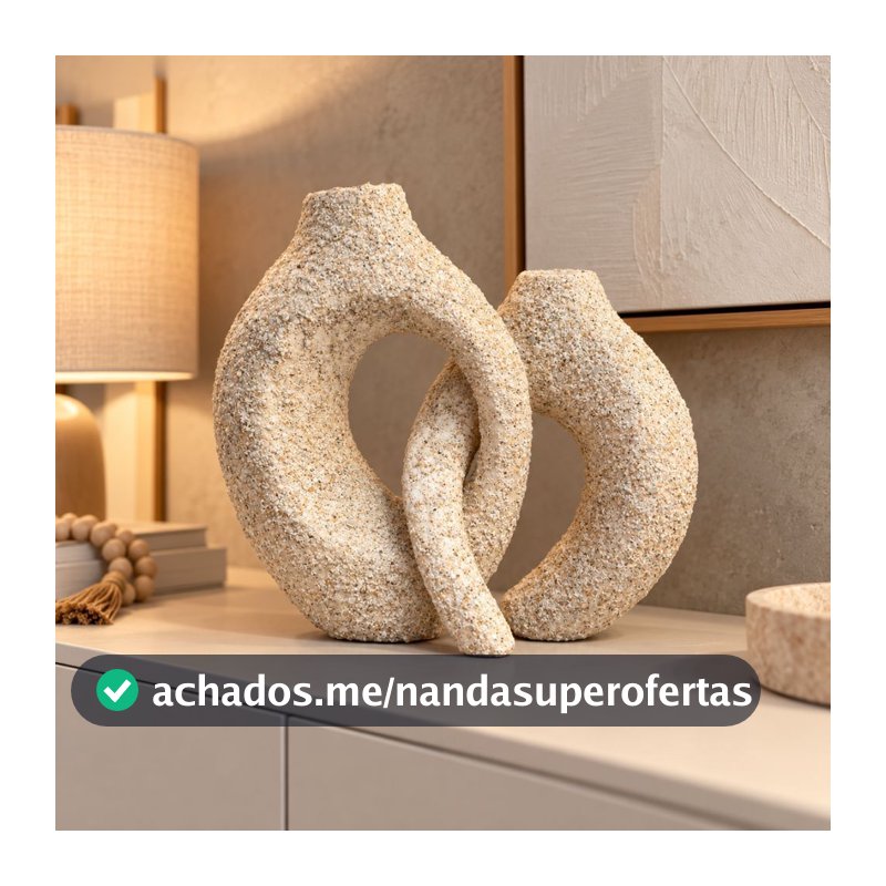 Dupla De Vasos Mônaco Em Cerâmica Decoração Moderna Para Sala Aparador Quarto Escritório Rack
