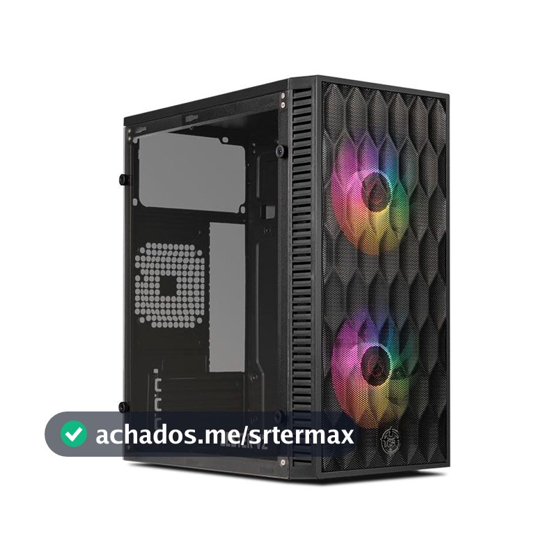 Gabinete Gamer TGT Jester V2 Rainbow Mini-Tower Lateral de Acrilico c/2 Fans, Preto TGT-JSRV2-BKGF02